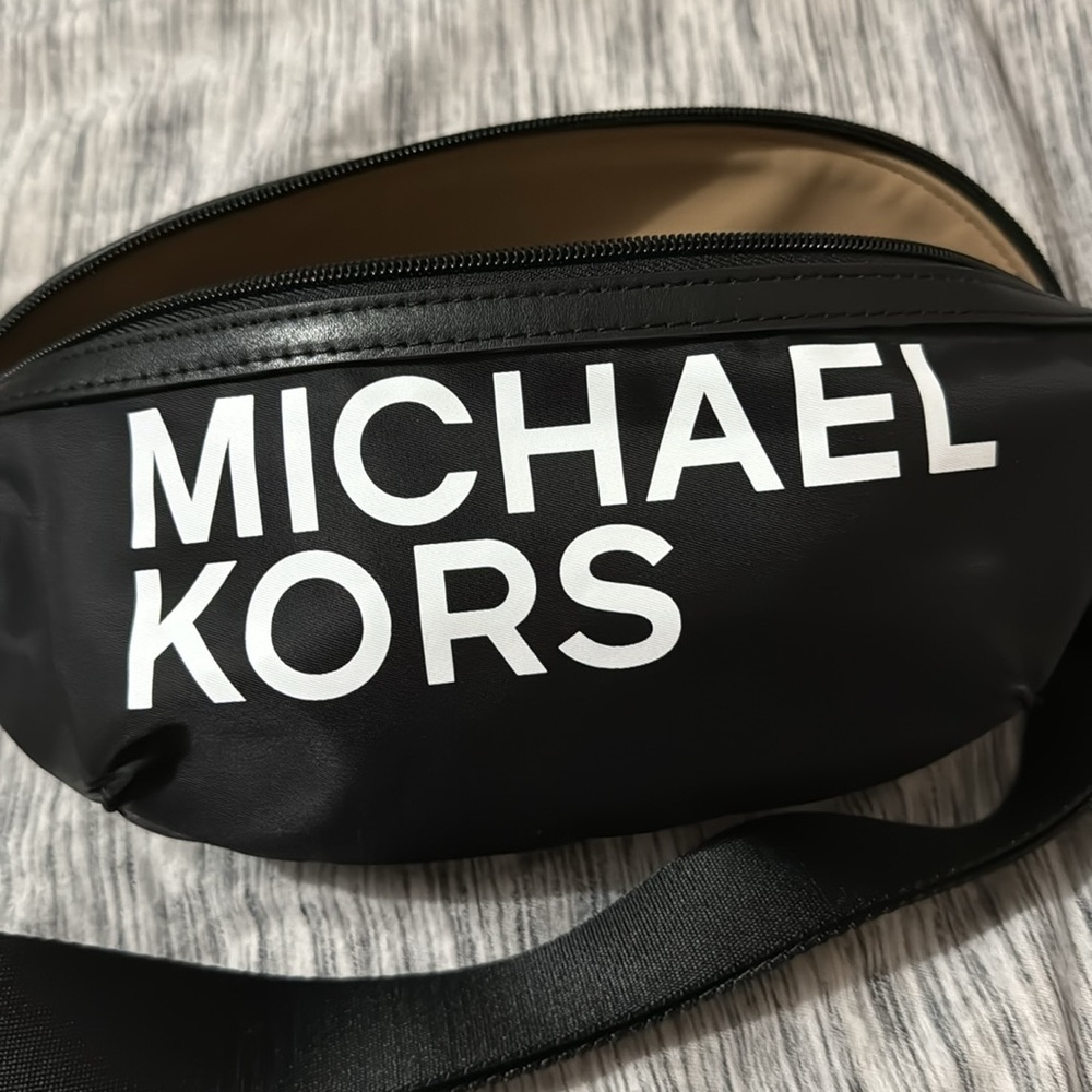 MICHAEL Michael Kors Black and White Logo Mini Belt Bag